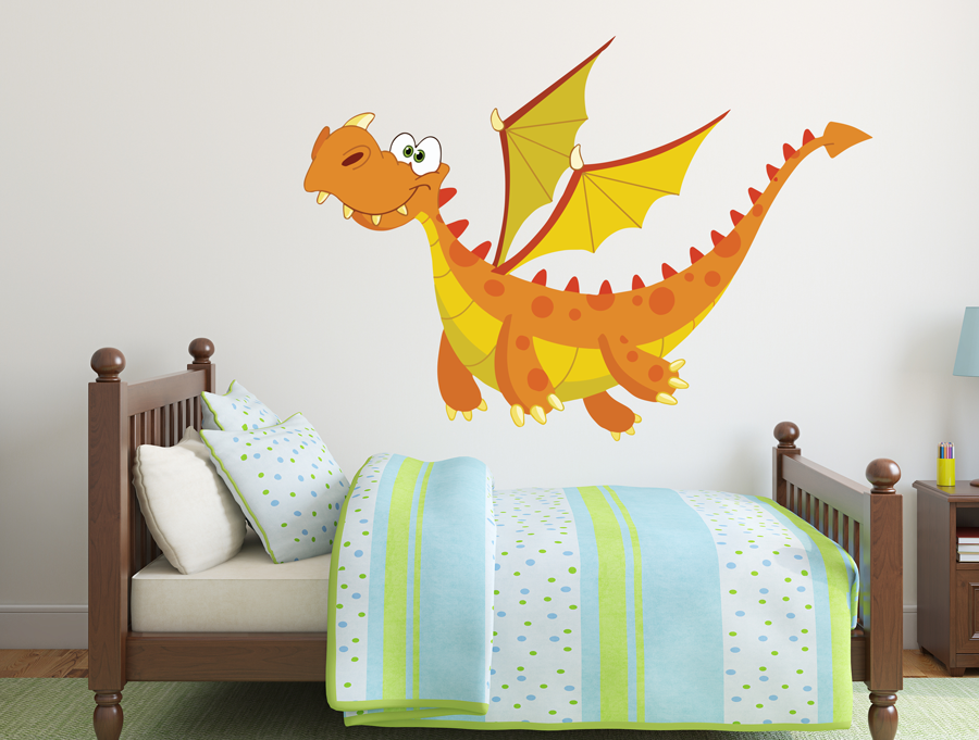 Wall sticker - cute orange dragon
