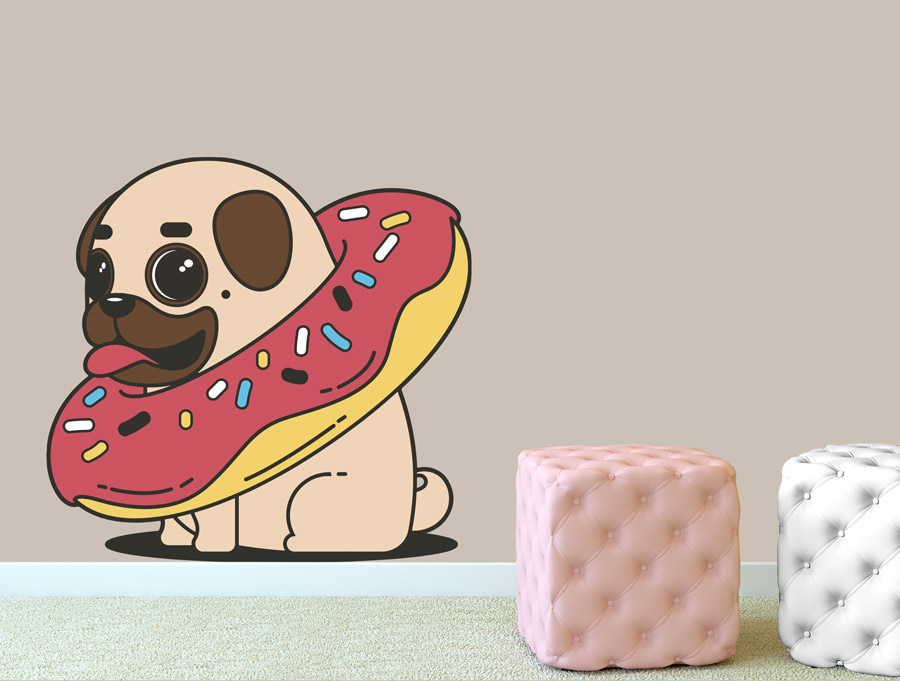 Wall Sticker - Cute dog inside a donut