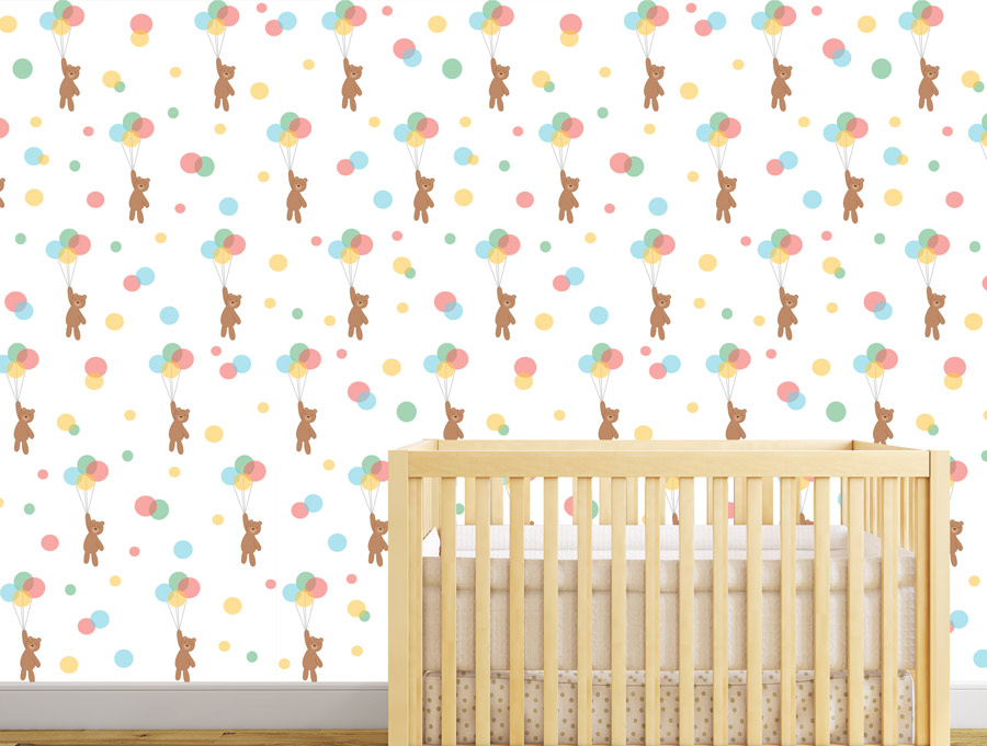 Wallpaper - Teddy bears with balloons