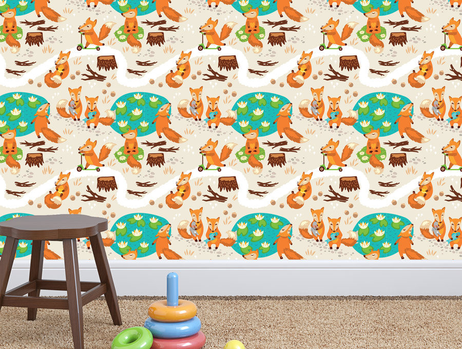 Wallpaper - cute foxes in the park