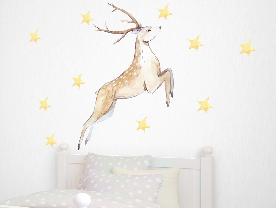 Sticker - deer and stars