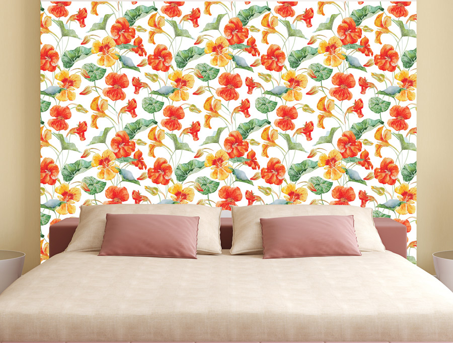 Wallpaper - illustrated flowers and leaves