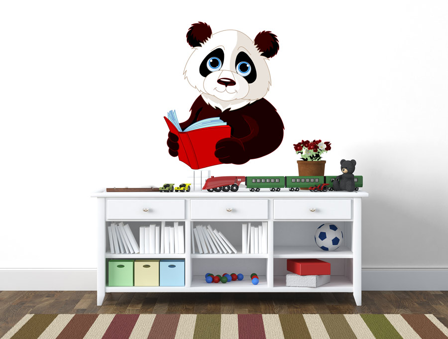 Sticker - Panda Teddy Bear reading a book