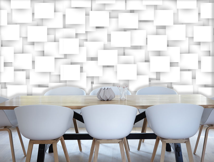 Wallpaper - Design three-dimensional white squares