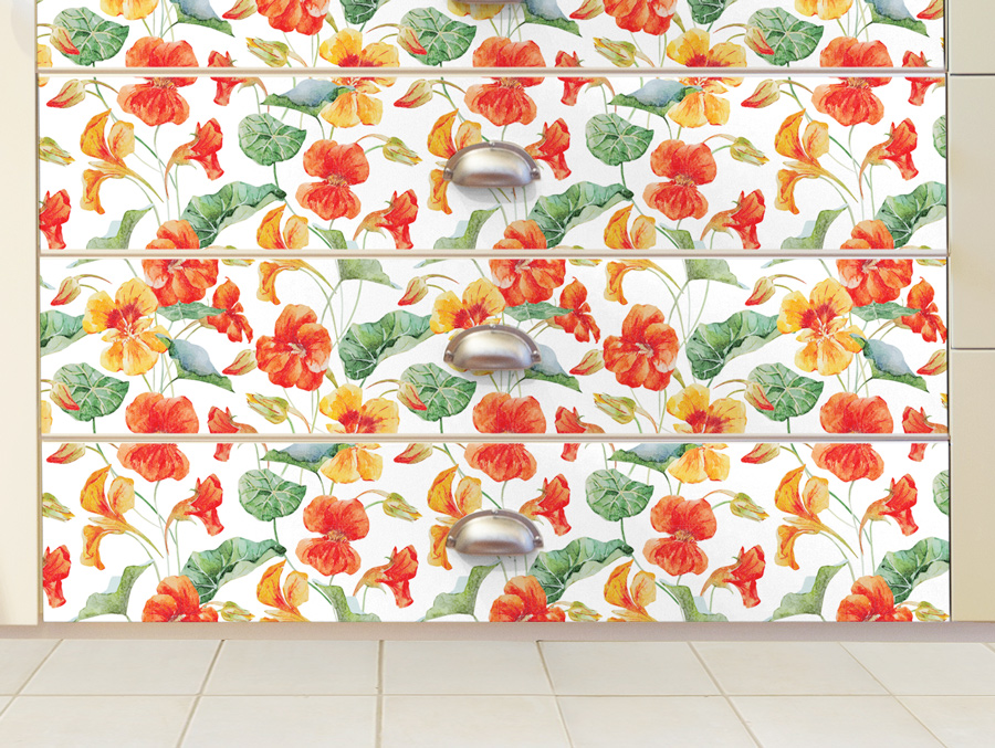 Wallpaper - illustrated orange flowers