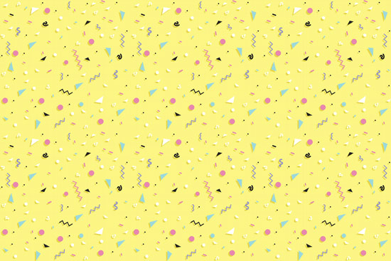 Wallpaper - colored shapes on a yellow background