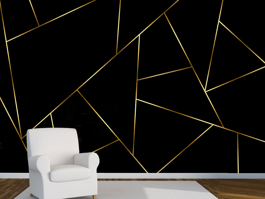Wallpaper - Geometric shapes black and gold