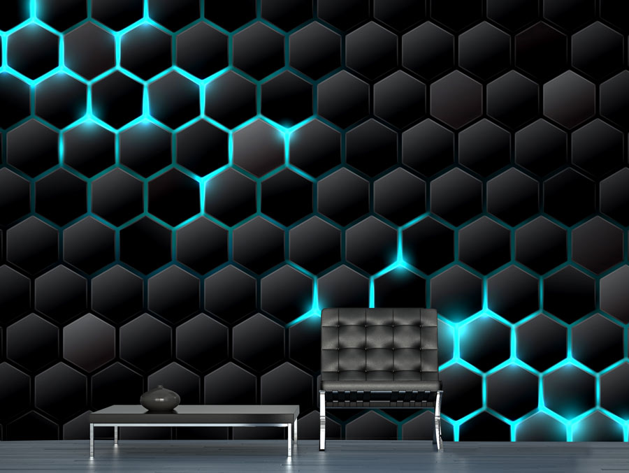 Wallpaper - 3D hive and blue light