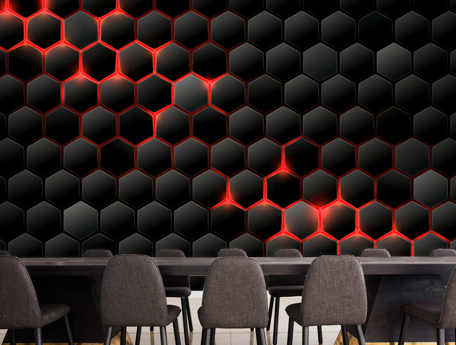 Wallpaper – 3D hive and red light
