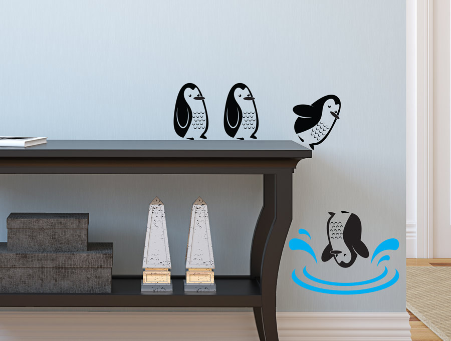 Wall sticker | Cute penguins jump into the water