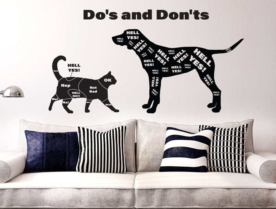 Sticker - cat and dog, do's and don'ts