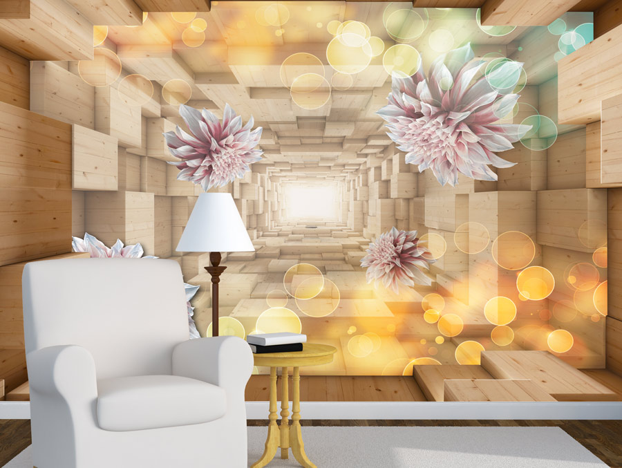 Wallpaper | Three-dimensional wooden cave