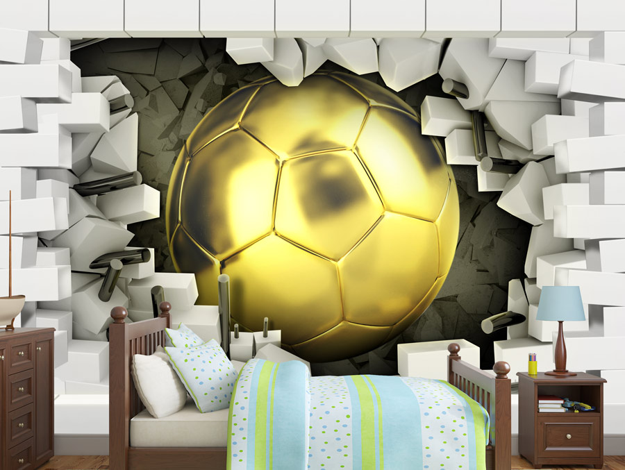 Wallpaper | A hole in the wall - golden football
