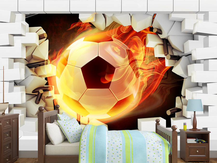 Wallpaper | A hole in the wall - burning football