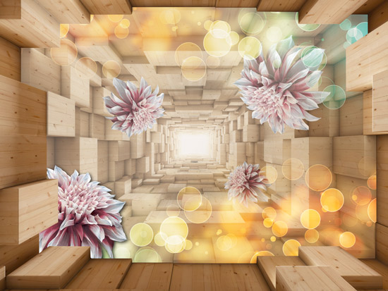 Wallpaper | Three-dimensional wooden cave