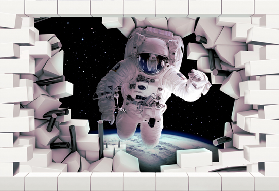 Wallpaper | A hole in the wall - an astronaut in space