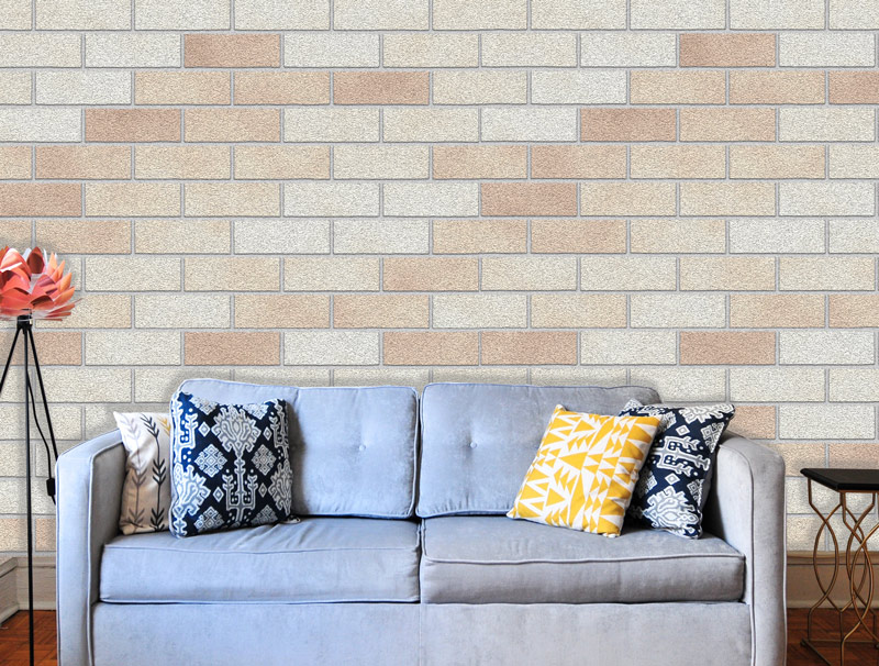 Wallpaper of pink colored bricks for living room