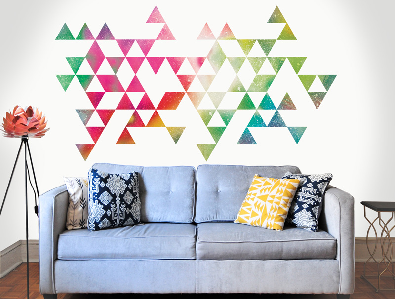 Sticker of triangles in rainbow colors