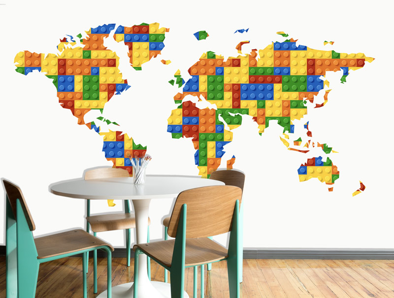 World Map in Lego Style