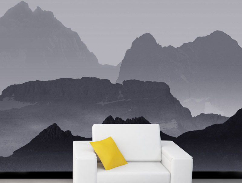 Wallpaper with a mountain view