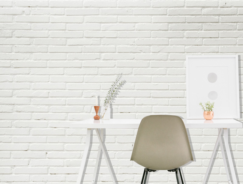 Thin bricks wallpaper of white color