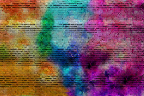 Rainbow color graffiti bricks wallpaper