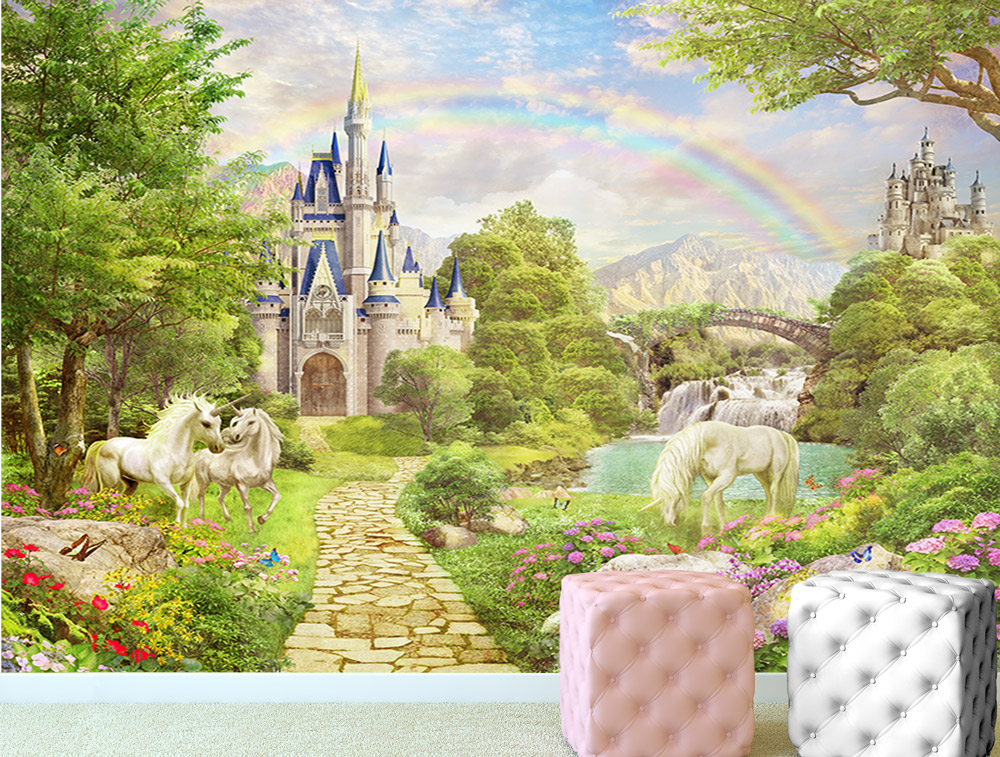 Wallpaper - a royal castle and unicorns