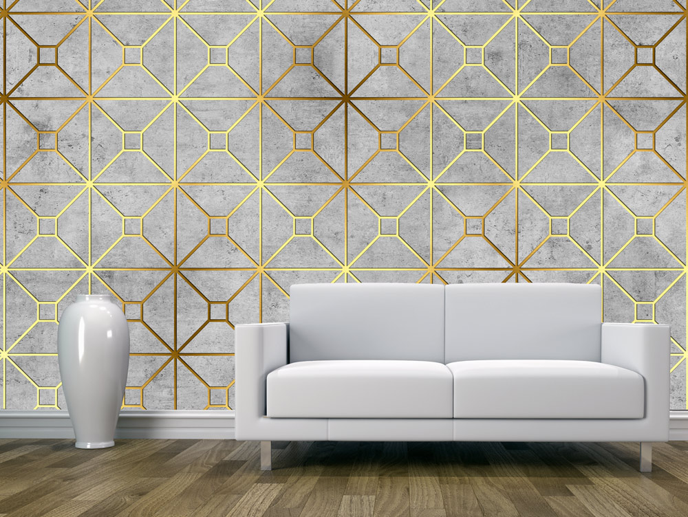 Wallpaper - concrete and gold squares