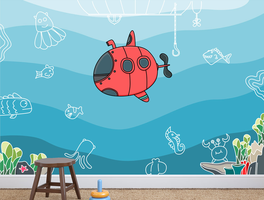 Wallpaper - Illustrated red submarine