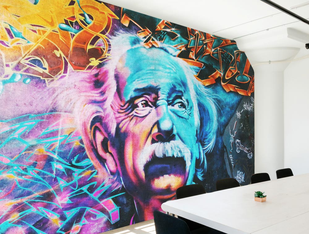 Wallpaper - a colorful Einstein graffiti