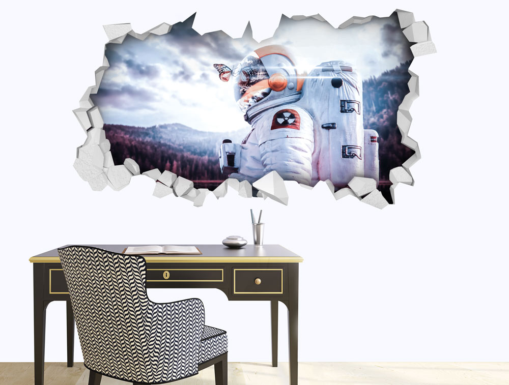 Wall sticker - butterfly and astronaut