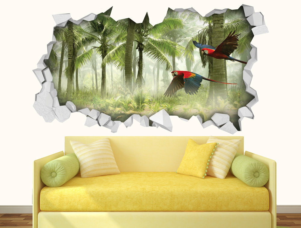 Wall sticker - parrots in a tropical forest