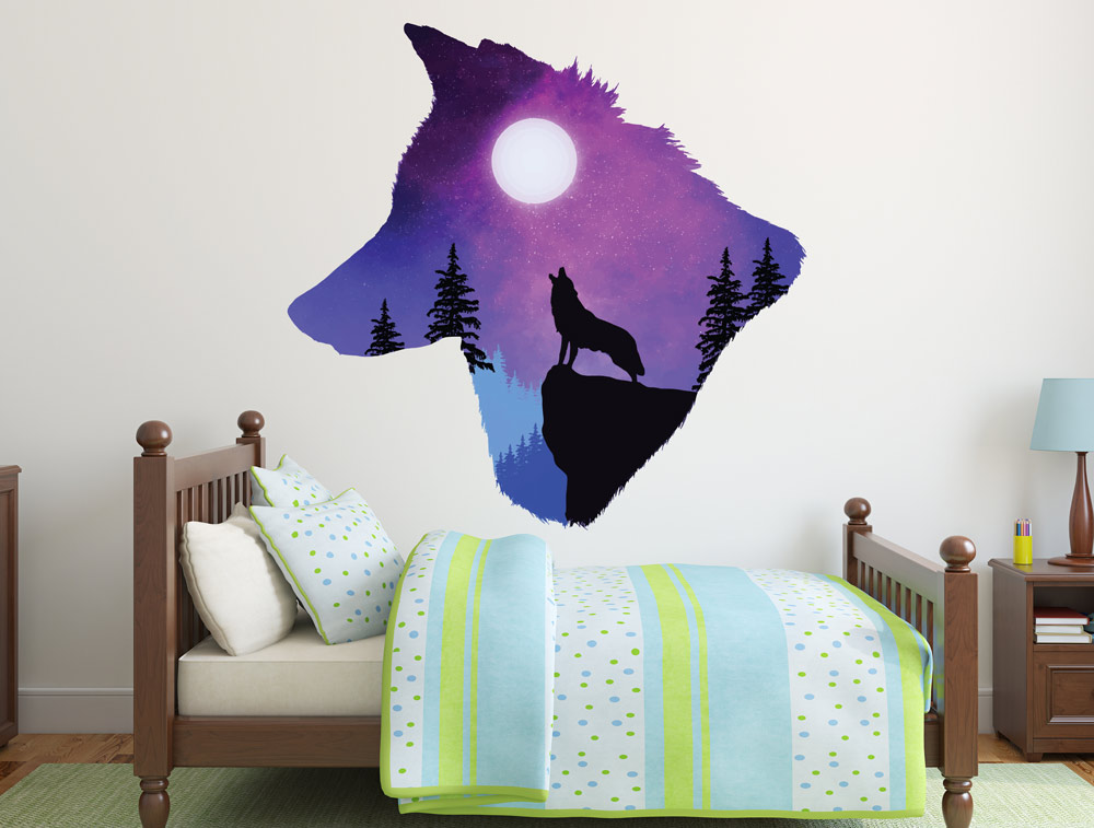Wall Sticker - Wolf Howl to the Moon