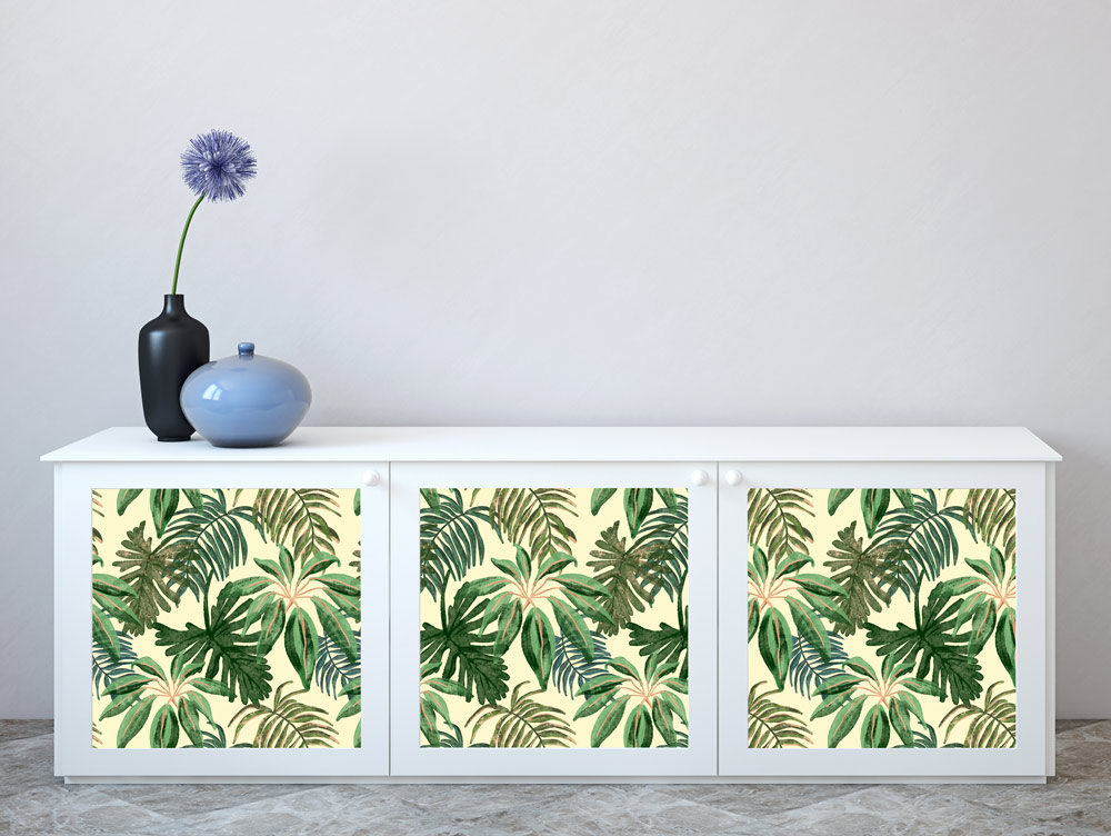 Furniture wallpaper - painted leaves