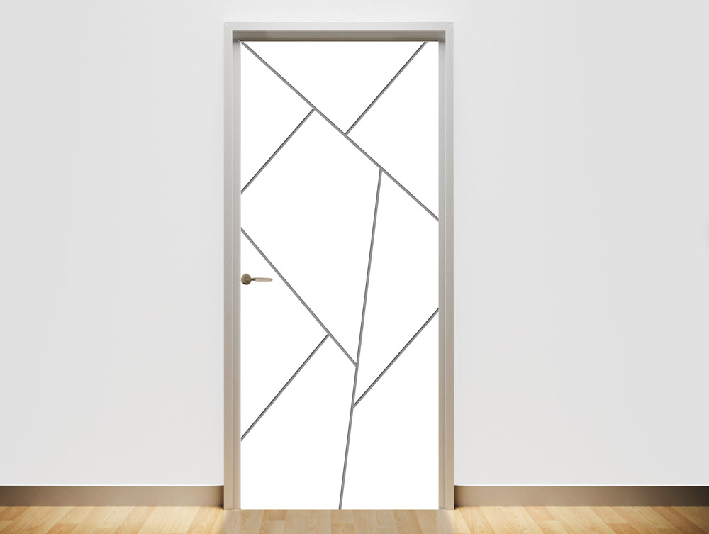 Door wallpaper - white shape cuts