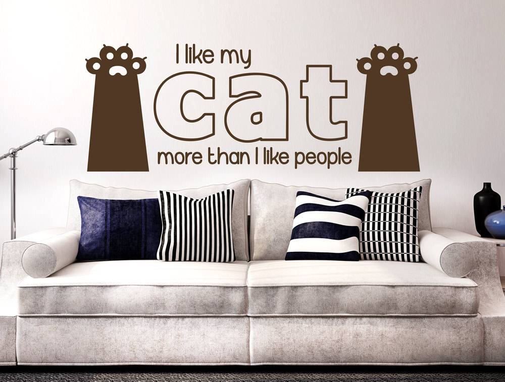 Wall sticker - I like cats more than people