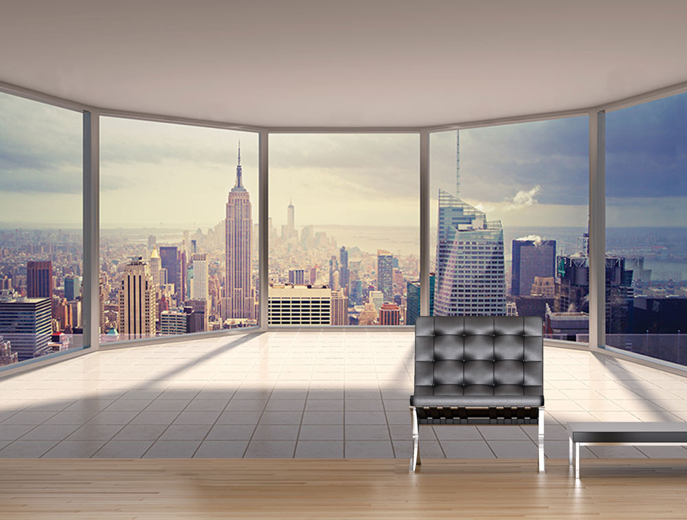 Wallpaper - 3D room and city view