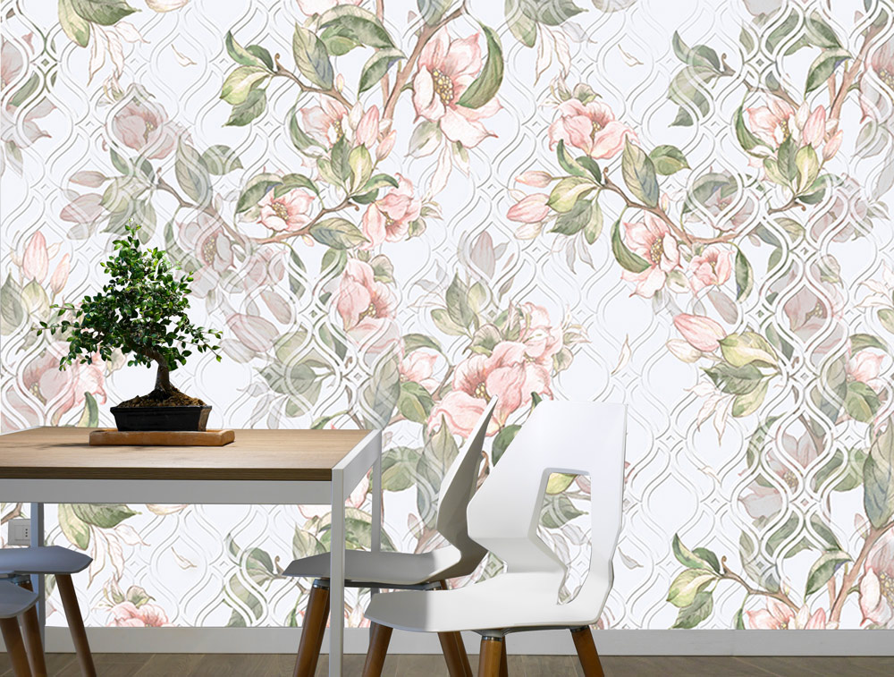 Wallpaper - flowers and shapes