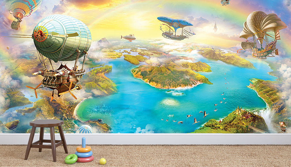 Wallpaper - Airships flying around the world