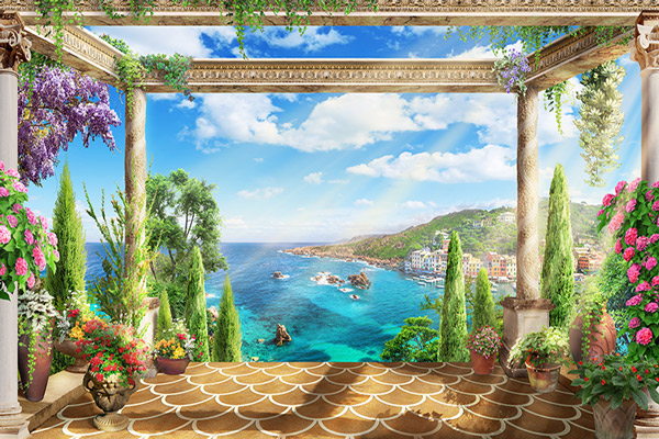 Wallpaper - designed balcony and sea view