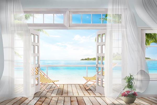 Wallpaper - balcony with sea view