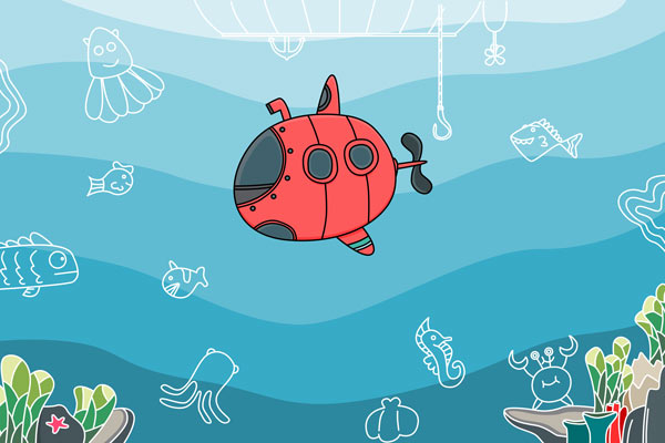 Wallpaper - Illustrated red submarine