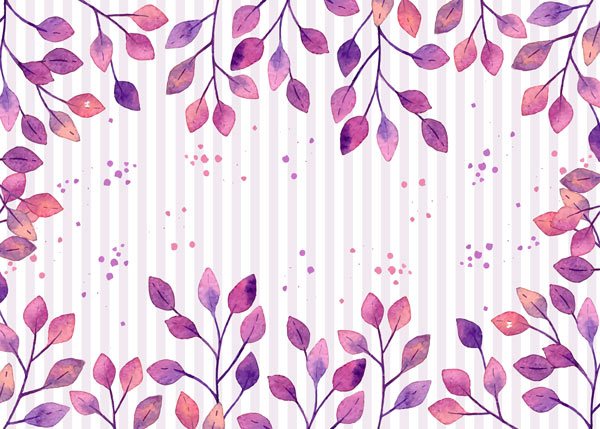 Wallpaper for furniture - purple stripes and leaves