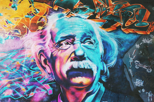 Wallpaper - a colorful Einstein graffiti