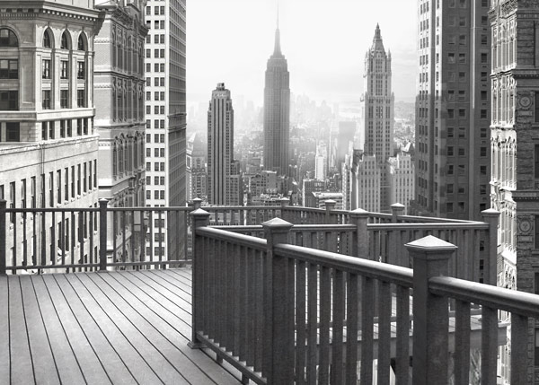 Wallpaper - balcony with a view of New York