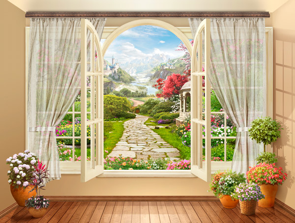 Wallpaper - a large window with a beautiful view