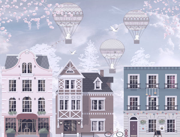 Wallpaper - Balloons in the town of Rabbits