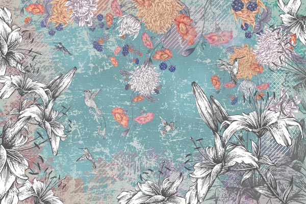 Wallpaper - illustrated flowers