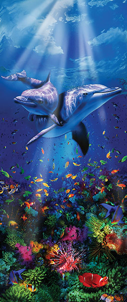 Door wallpaper - dolphins and coral reef