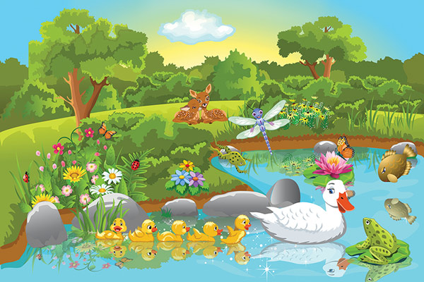 Wallpaper - Sweet animals in the lake